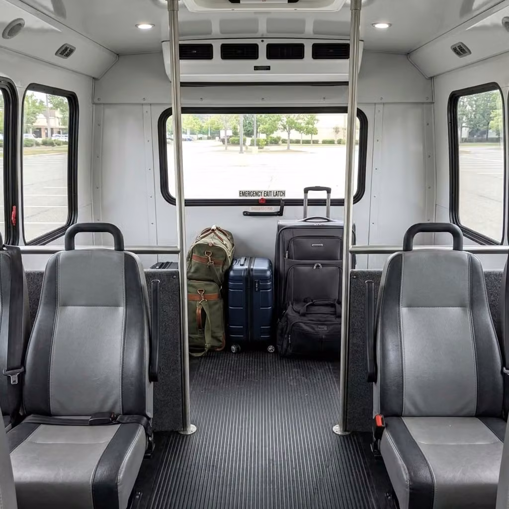 monterey 28 passenger minibus luggage area