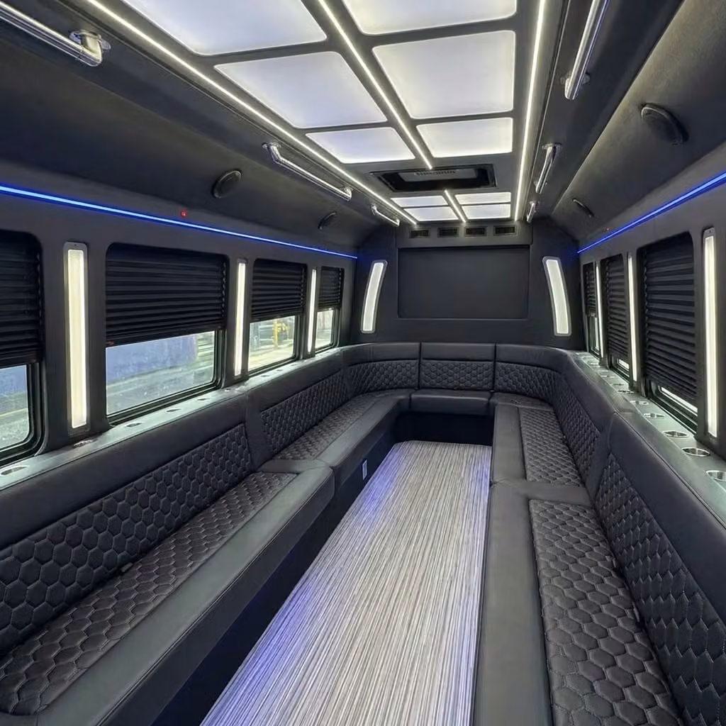 monterey party bus wraparound seating